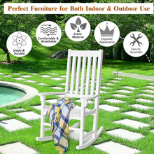 Load image into Gallery viewer, Indoor Outdoor Wooden High Back Rocking Chair-White