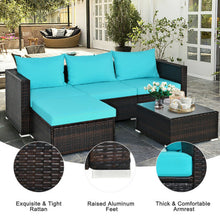 Load image into Gallery viewer, 5 Pieces Patio Rattan Furniture Set with Coffee Table-Turquoise