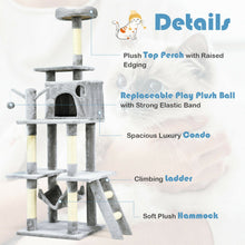 Load image into Gallery viewer, 66 Inch Cat Tree Condo Kitten Multi-Level Activity Center-Gray