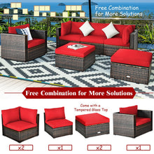 Load image into Gallery viewer, 6 Pcs Patio Rattan Furniture Set with Sectional Cushion-Red