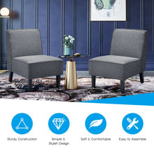 Load image into Gallery viewer, Single Fabric Modern Armless Accent Sofa Chair with Rubber Wood Legs -Gray