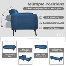 Load image into Gallery viewer, Convertible Futon Sofa Bed Adjustable Couch Sleeper with Wood Legs-Navy