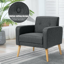Load image into Gallery viewer, Modern Accent Chair Upholstered Linen Armchair with Rubber Wood Legs-Gray