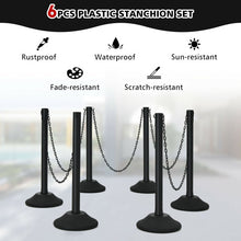 Load image into Gallery viewer, 6 Pieces Plastic Stanchion Post 36Inch Crowd Control Barrier with 5FT Link Chain
