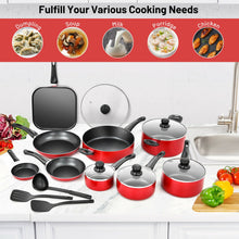 Load image into Gallery viewer, 17 Pieces Hard Anodized Nonstick Cookware Pots and Pans Set