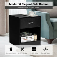 Load image into Gallery viewer, Modern Nightstand with Storage Drawer and Cabinet-Black