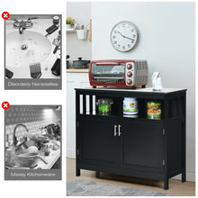 Load image into Gallery viewer, Kitchen Buffet Server Sideboard Storage Cabinet with 2 Doors and Shelf-Black