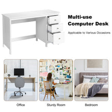 Load image into Gallery viewer, 3-Drawer Home Office Study Computer Desk with Spacious Desktop-White