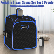 Load image into Gallery viewer, 800W 2 Person Portable Steam Sauna Tent SPA with Hat Side Holes 3L Steamer-Black