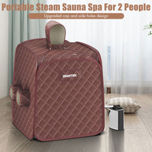 Load image into Gallery viewer, 800W 2 Person Portable Steam Sauna Tent SPA with Hat Side Holes 3L Steamer-Coffee