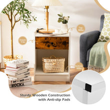 Load image into Gallery viewer, Set of 2 Nightstand with Drawer Cabinet End Side Table Raised Top-White