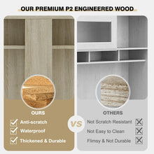 Load image into Gallery viewer, Compact Computer Desk with Slide-out Keyboard Tray and Storage Shelves-Natural