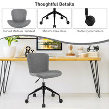 Load image into Gallery viewer, Mid Back Armless Office Chair Adjustable Swivel Linen Task Chair-Gray