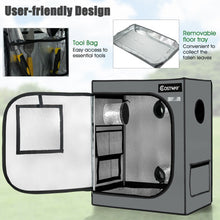 Load image into Gallery viewer, 30 × 18 × 36 Inch Mylar Hydroponic Grow Tent with Observation Window and Floor Tray-Gray