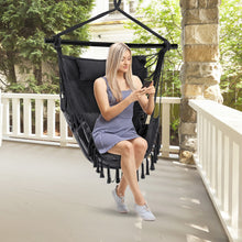 Load image into Gallery viewer, Hanging Rope Swing Chair with Soft Pillow and Cushions-Gray