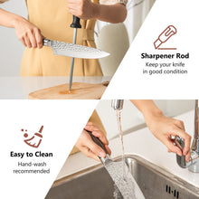Load image into Gallery viewer, 15 Pieces Stainless Steel Knife Block Set with Ergonomic Handle