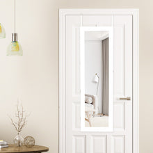 Load image into Gallery viewer, Lockable Wall Door Mounted Mirror Jewelry Cabinet w/LED Lights-White
