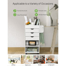 Load image into Gallery viewer, Wooden Utility Rolling Craft Storage Cart-White