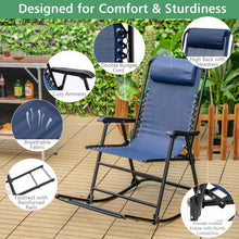 Load image into Gallery viewer, Outdoor Patio Camping Lightweight Folding Rocking Chair with Footrest -Blue