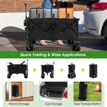 Load image into Gallery viewer, Folding Utility Garden Cart with Wide Wheels and Adjustable Handle-Black