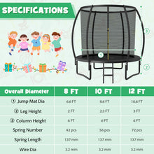 Load image into Gallery viewer, 8 Feet ASTM Approved Recreational Trampoline with Ladder-Black