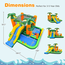 Load image into Gallery viewer, 8-in-1 Tropical Inflatable Bounce Castle with 2 Ball Pits Slide and Tunnel