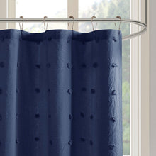 Load image into Gallery viewer, Urban Habitat Brooklyn 100% Cotton Jacquard Pom Pom Shower Curtain- Indigo Blue UH70-2312 By Olliix