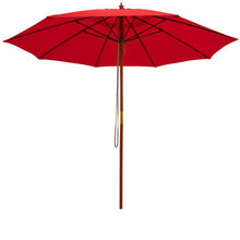 Load image into Gallery viewer, 9.5 Feet Pulley Lift Round Patio Umbrella with Fiberglass Ribs-Red
