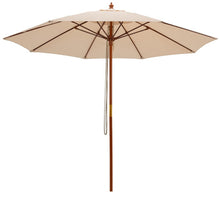 Load image into Gallery viewer, 9.5 Feet Pulley Lift Round Patio Umbrella with Fiberglass Ribs-Beige