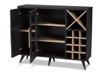 Load image into Gallery viewer, Baxton Studio Pietro Mid-Century Modern Dark Grey and Oak Finished Wine Cabinet