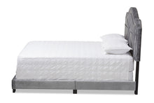 Load image into Gallery viewer, Baxton Studio Embla Modern and Contemporary Grey Velvet Fabric Upholstered King Size Bed