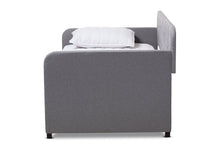 Load image into Gallery viewer, Baxton Studio Camelia Modern and Contemporary Grey Fabric Upholstered Button-Tufted Twin Size Sofa Daybed with Roll-Out Trundle Guest Bed