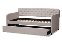 Load image into Gallery viewer, Baxton Studio Camelia Modern and Contemporary Beige Fabric Upholstered Button-Tufted Twin Size Sofa Daybed with Roll-Out Trundle Guest Bed