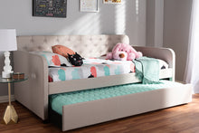Load image into Gallery viewer, Baxton Studio Camelia Modern and Contemporary Beige Fabric Upholstered Button-Tufted Twin Size Sofa Daybed with Roll-Out Trundle Guest Bed