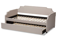 Load image into Gallery viewer, Baxton Studio Ally Modern and Contemporary Beige Fabric Upholstered Twin Size Sofa Daybed with Roll Out Trundle Guest Bed