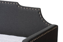 Load image into Gallery viewer, Baxton Studio Ally Modern and Contemporary Charcoal Fabric Upholstered Twin Size Sofa Daybed with Roll Out Trundle Guest Bed
