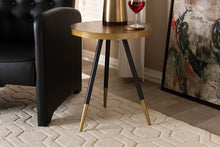 Load image into Gallery viewer, Baxton Studio Lauro Modern and Contemporary Round Walnut Wood and Metal End Table with Two-Tone Black and Gold Legs