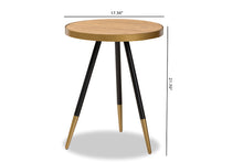 Load image into Gallery viewer, Baxton Studio Lauro Modern and Contemporary Round Walnut Wood and Metal End Table with Two-Tone Black and Gold Legs