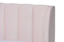 Load image into Gallery viewer, Baxton Studio Saverio Glam and Luxe Light Pink Velvet Fabric Upholstered Queen Size Platform Bed with Gold-Tone Legs