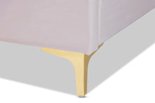Load image into Gallery viewer, Baxton Studio Saverio Glam and Luxe Light Pink Velvet Fabric Upholstered Queen Size Platform Bed with Gold-Tone Legs