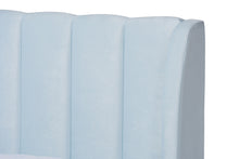 Load image into Gallery viewer, Baxton Studio Saverio Glam and Luxe Light Blue Velvet Fabric Upholstered Queen Size Platform Bed with Gold-Tone Legs