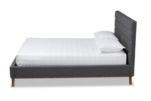 Load image into Gallery viewer, Baxton Studio Erlend Mid-Century Modern Dark Grey Fabric Upholstered Queen Size Platform Bed