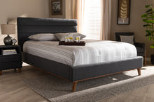 Load image into Gallery viewer, Baxton Studio Erlend Mid-Century Modern Dark Grey Fabric Upholstered Queen Size Platform Bed