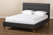 Load image into Gallery viewer, Baxton Studio Erlend Mid-Century Modern Dark Grey Fabric Upholstered Queen Size Platform Bed