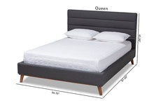 Load image into Gallery viewer, Baxton Studio Erlend Mid-Century Modern Dark Grey Fabric Upholstered Queen Size Platform Bed