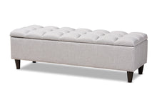 Load image into Gallery viewer, Baxton Studio Brette Mid-Century Modern Grayish Beige Fabric Upholstered Dark Brown Finished Wood Storage Bench Ottoman