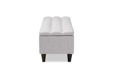 Load image into Gallery viewer, Baxton Studio Brette Mid-Century Modern Grayish Beige Fabric Upholstered Dark Brown Finished Wood Storage Bench Ottoman
