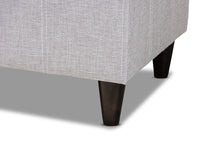 Load image into Gallery viewer, Baxton Studio Brette Mid-Century Modern Grayish Beige Fabric Upholstered Dark Brown Finished Wood Storage Bench Ottoman