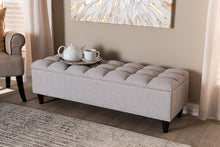 Load image into Gallery viewer, Baxton Studio Brette Mid-Century Modern Grayish Beige Fabric Upholstered Dark Brown Finished Wood Storage Bench Ottoman