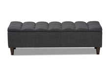Load image into Gallery viewer, Baxton Studio Brette Mid-Century Modern Charcoal Fabric Upholstered Dark Brown Finished Wood Storage Bench Ottoman